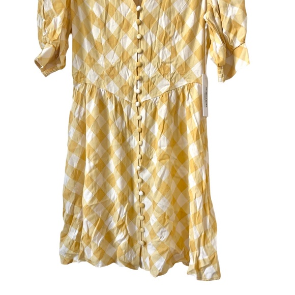 NEW Reformation Laylin Yellow White Gingham Checker Mini Dress Flare Large - Picture 7 of 9
